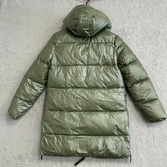 NEW Hunter Women's XS Mid Length Puffer Coat Olive Green Full Zip Hooded - Picture 6 of 13